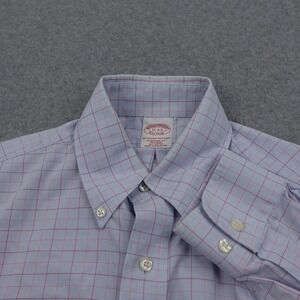 Brooks Brothers Button Shirt Mens M Plaid Checkered Long Sleeve Non‎ Iron Preppy